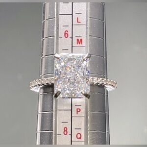 925 CZ stunning emerald cut silver ring